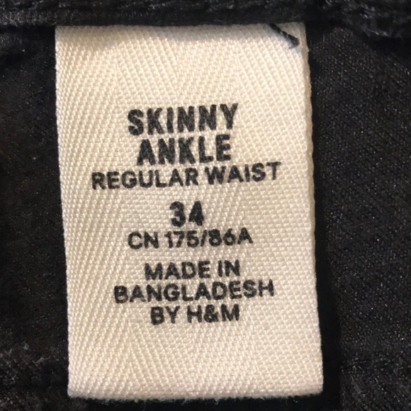 H&M Skinny Ankle Regular Waist Black Jeans S 34 - Picture 7 of 8